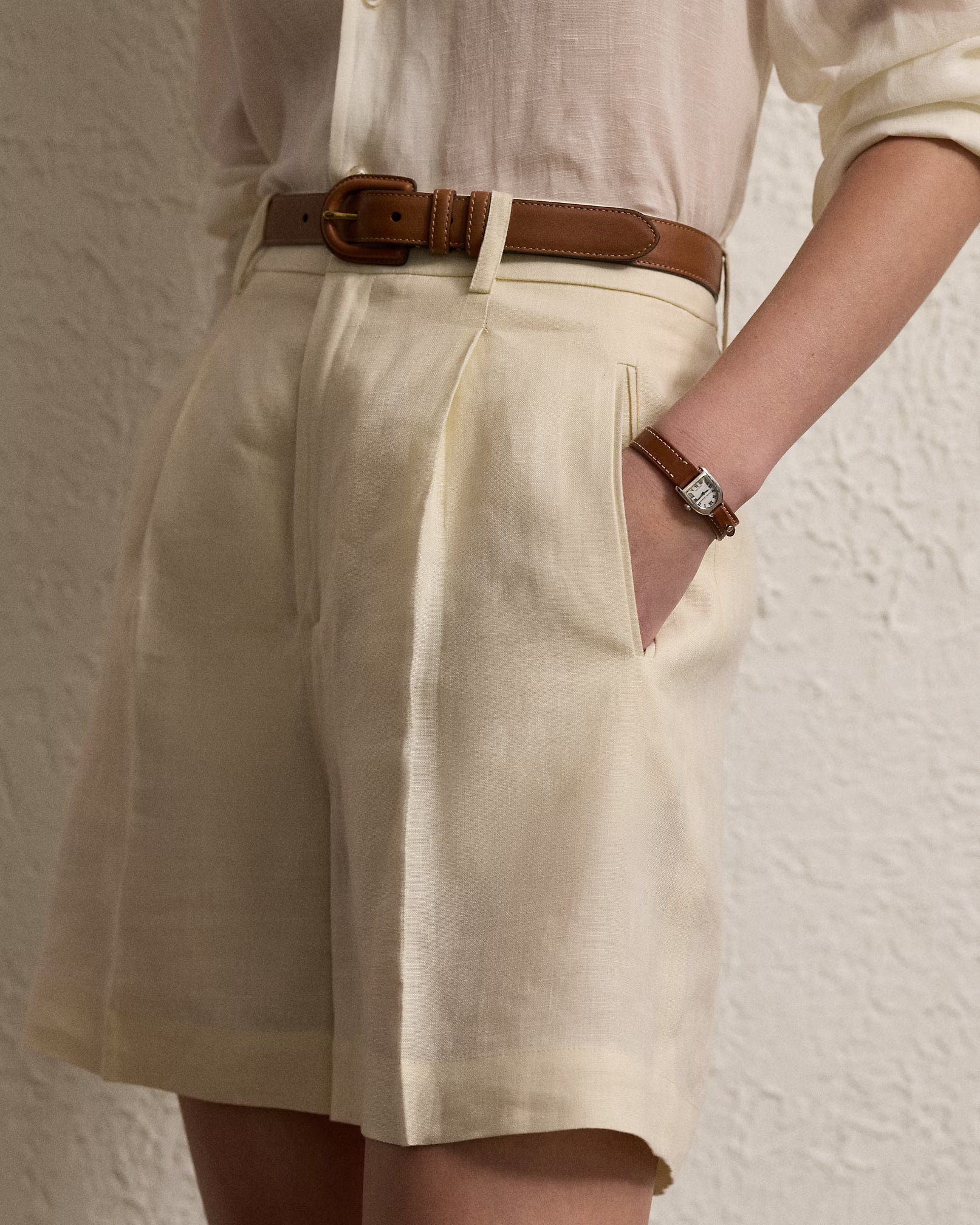 Pleated Linen Short